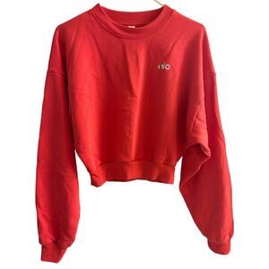 ALO Yoga Cropped Accolade Crewneck Sweatshirt Bright Red Womens Size Medium